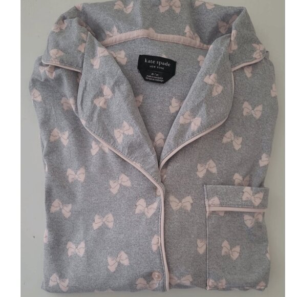 Kate spade 2 Piece Pajama Set - Gray , pink Bows  size M - Picture 1 of 3
